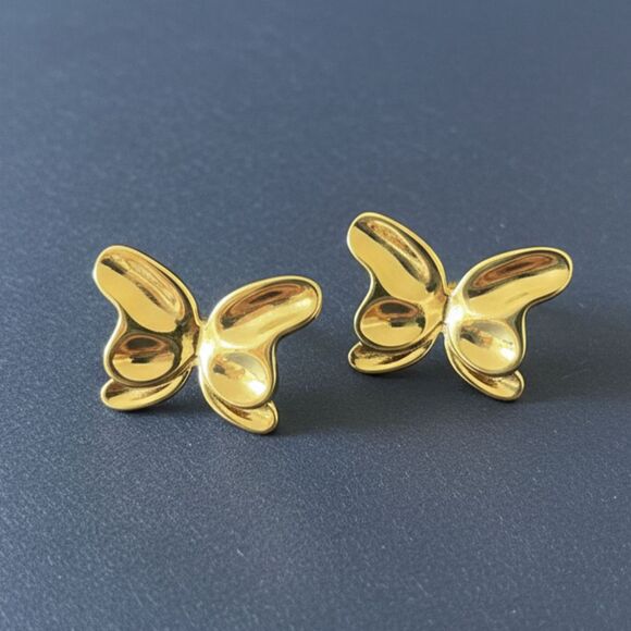 Jewelry - Gold-tone Butterfly Fashion Metal Charm Stud Earrings